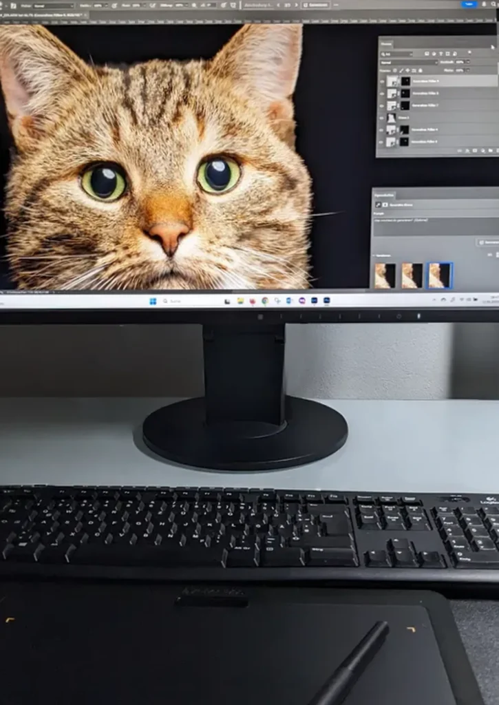 Hier sieht man, wie ein Foto am PC bearbeitet wird